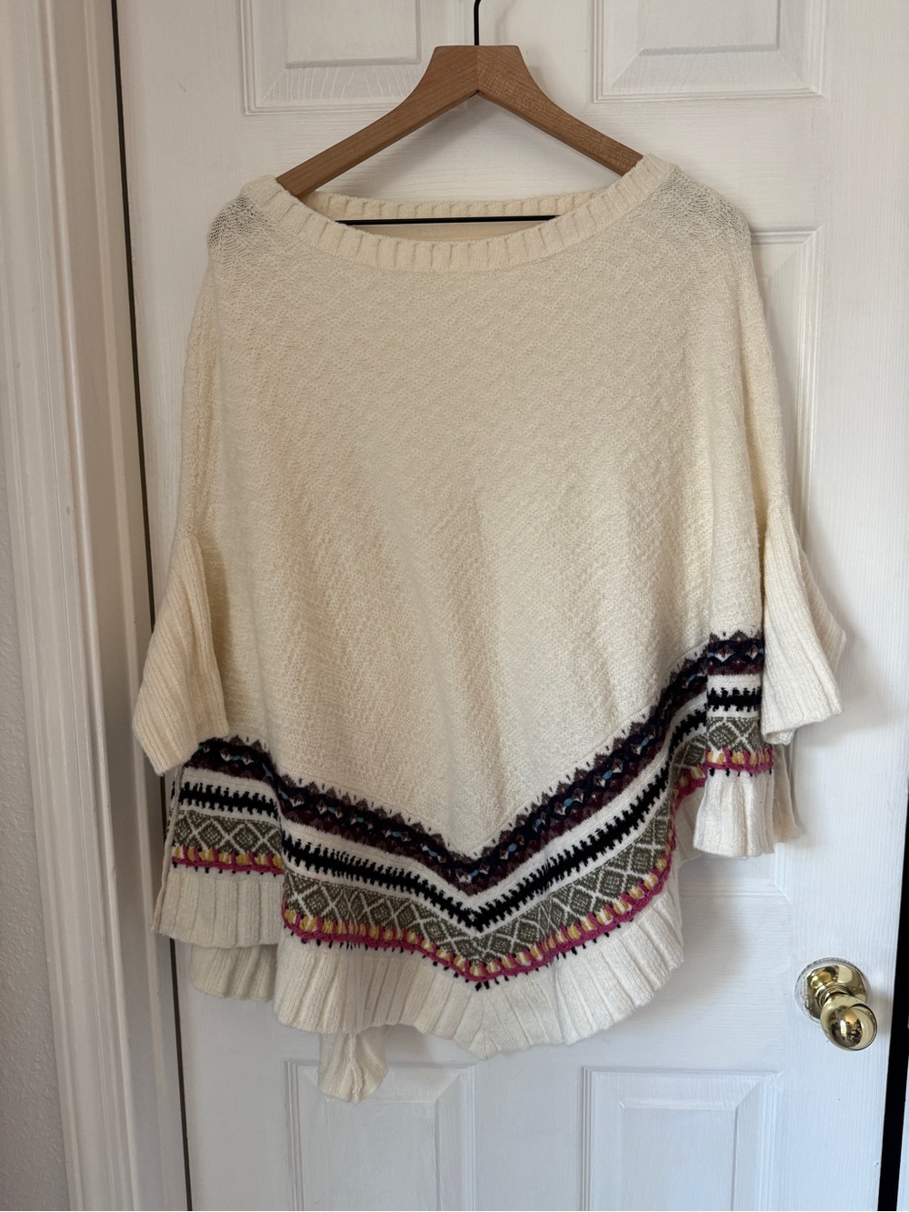 Anthropologie Sleeping on Snow Woodland Stroll Poncho Sweater M/L